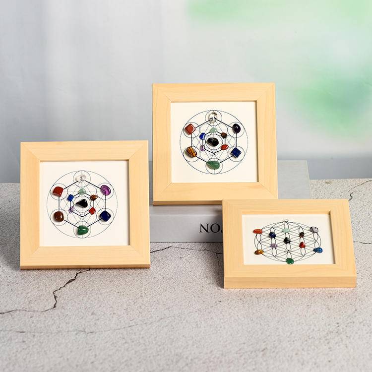 Metatron hexagram crystal stone picture frame table